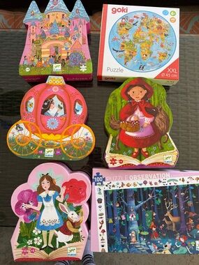 Djeco Pink Princess Carriage Puzzle - Pink